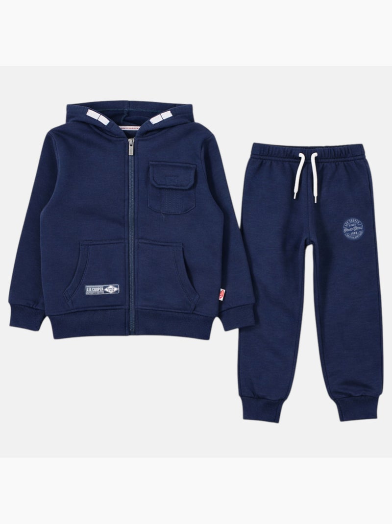 Lee Cooper - Completo bambino composto da giacca con cappuccio e zip e pantaloni Blu marino - Kiabi