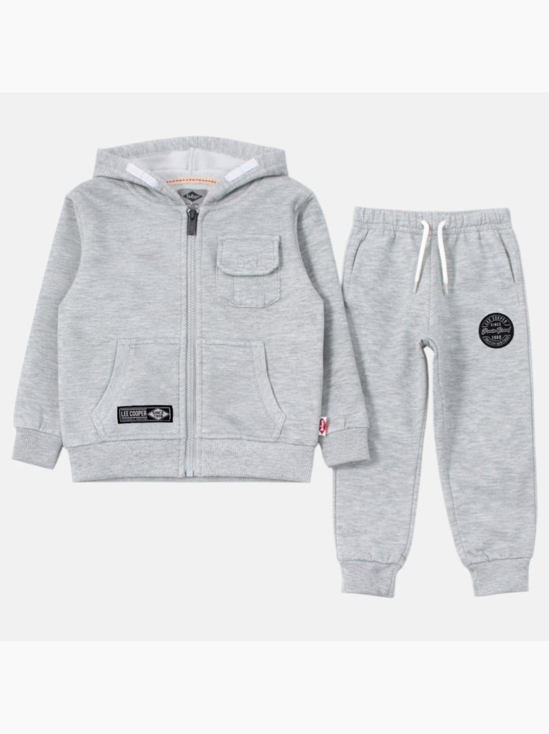Lee Cooper - Completo bambino composto da giacca con cappuccio e zip e pantaloni Grigio - Kiabi