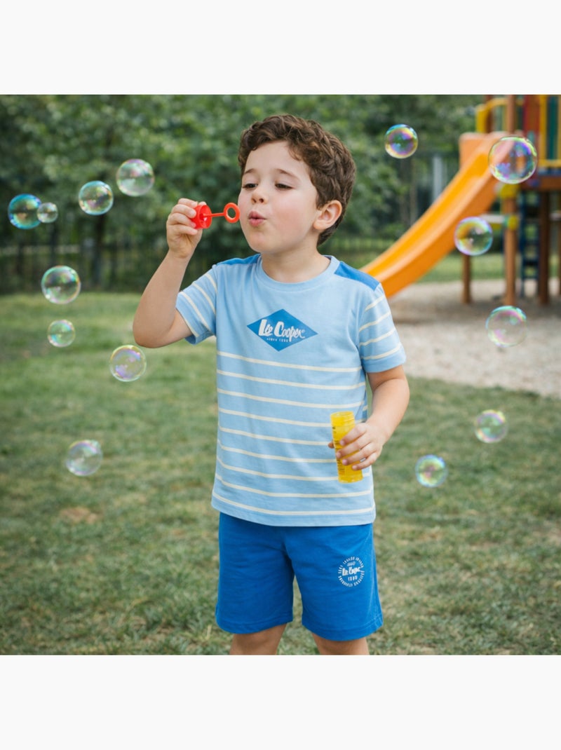 Lee Cooper - Completo bambino composto da maglietta a maniche corte e pantaloncino Blu - Kiabi