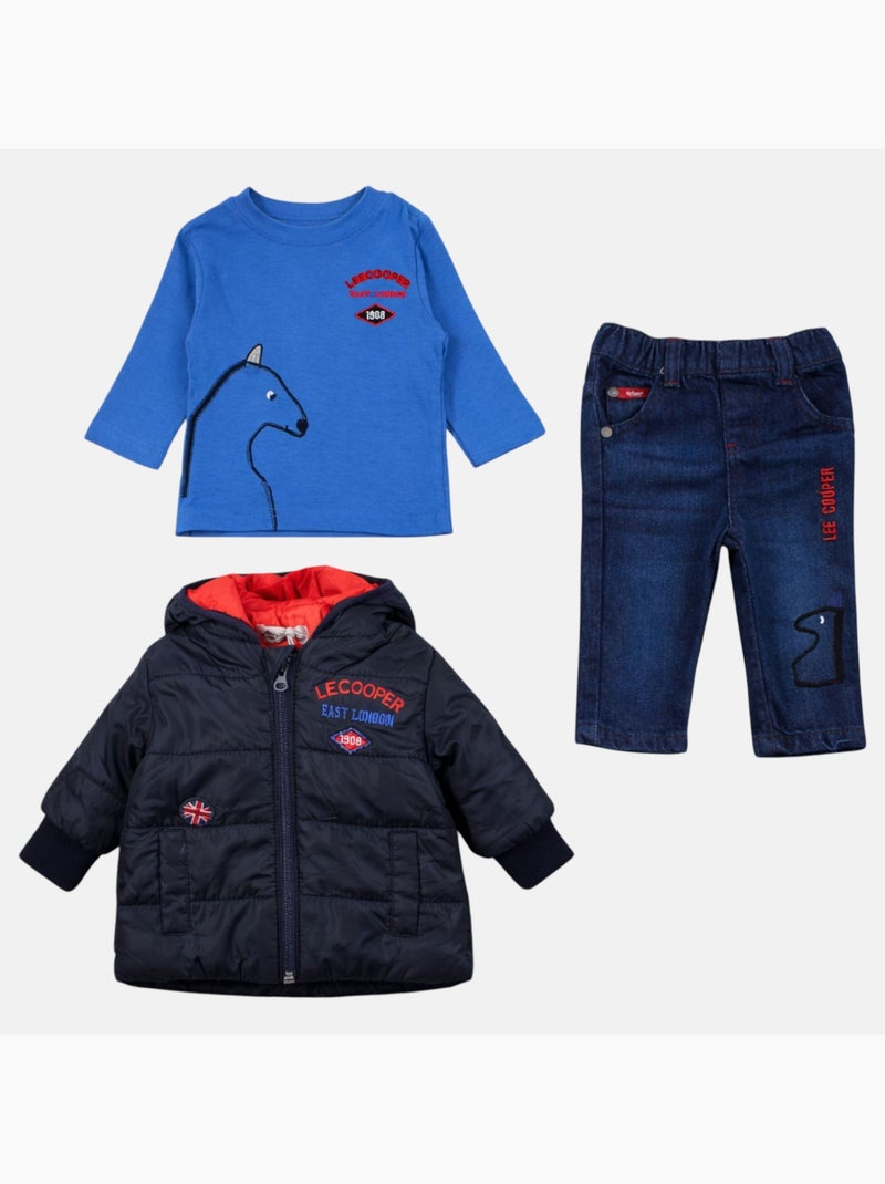 Lee Cooper - Completo bambino composto da piumino maglietta a maniche lunghe e jeans Blu - Kiabi
