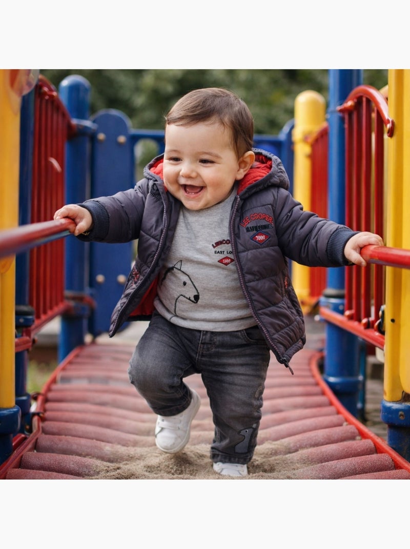Lee Cooper - Completo bambino composto da piumino maglietta a maniche lunghe e jeans Grigio - Kiabi
