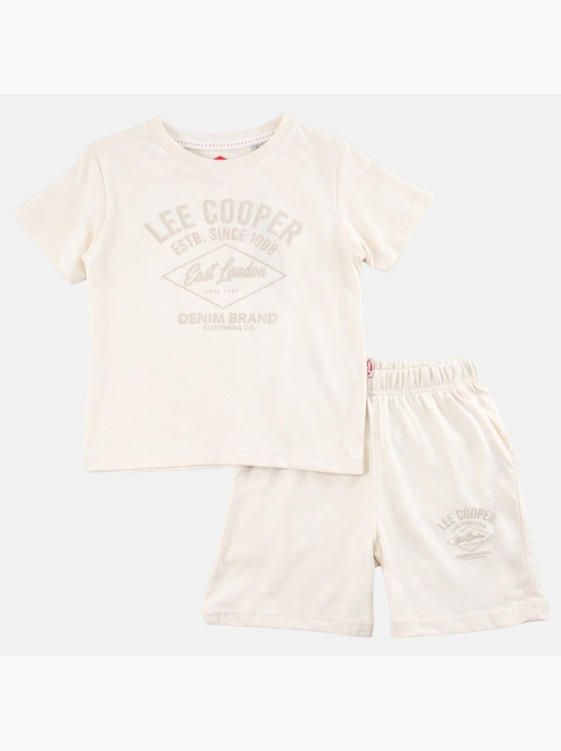 Lee Cooper - Completo bambino composto da una t shirt a maniche corte e shorts Beige - Kiabi