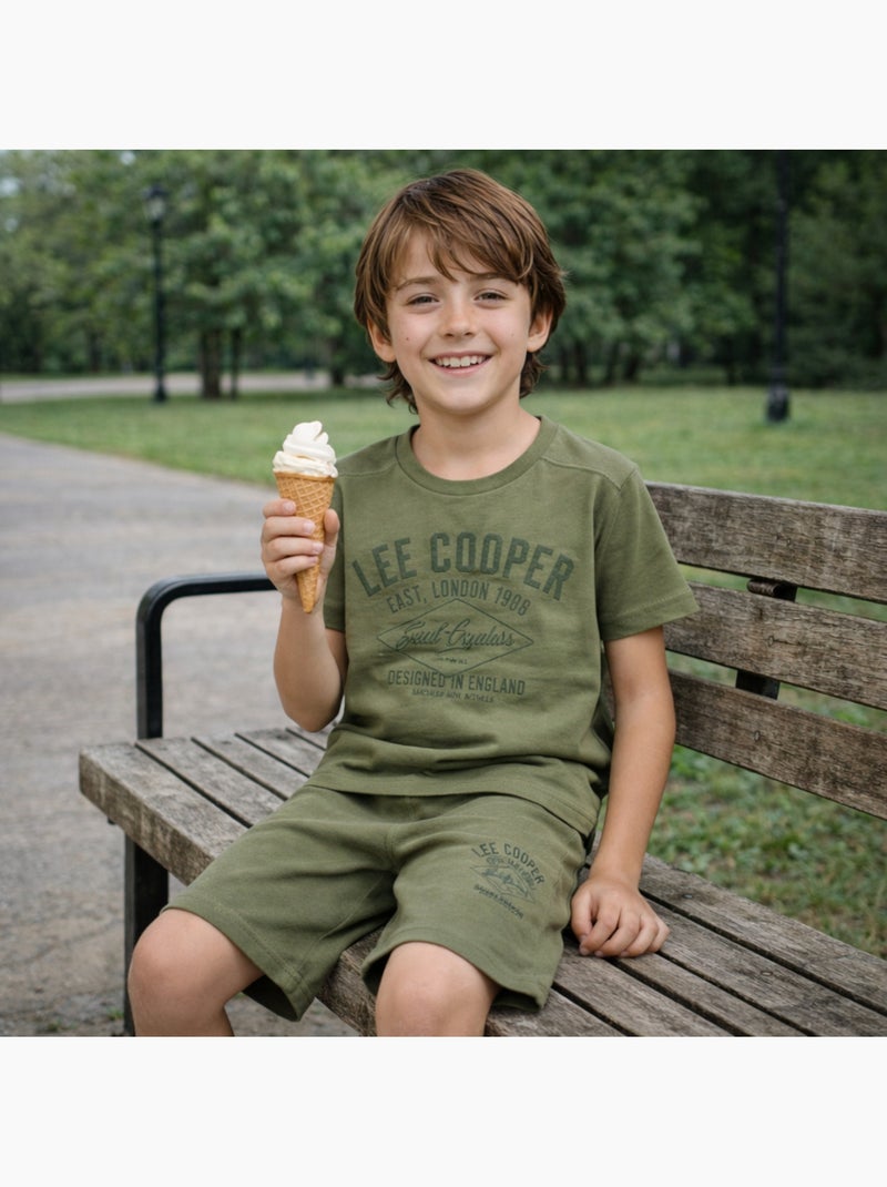 Lee Cooper - Completo bambino composto da una t shirt a maniche corte e shorts Cachi - Kiabi