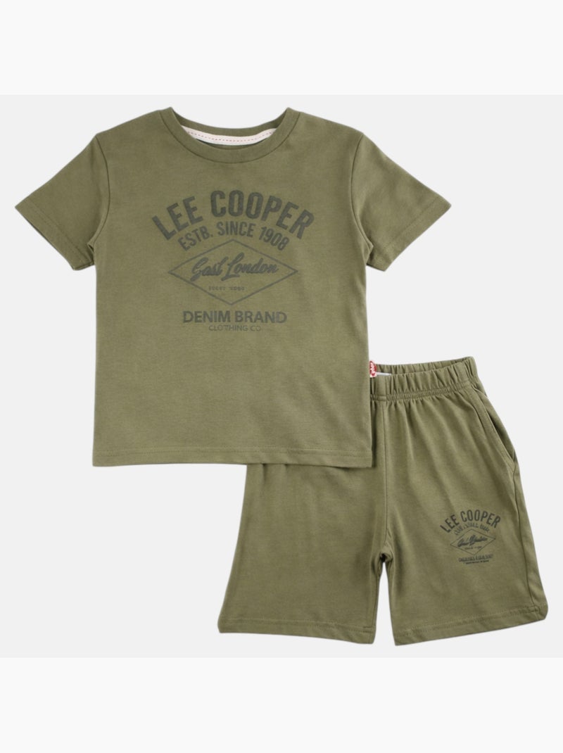 Lee Cooper - Completo bambino composto da una t shirt a maniche corte e shorts Cachi - Kiabi