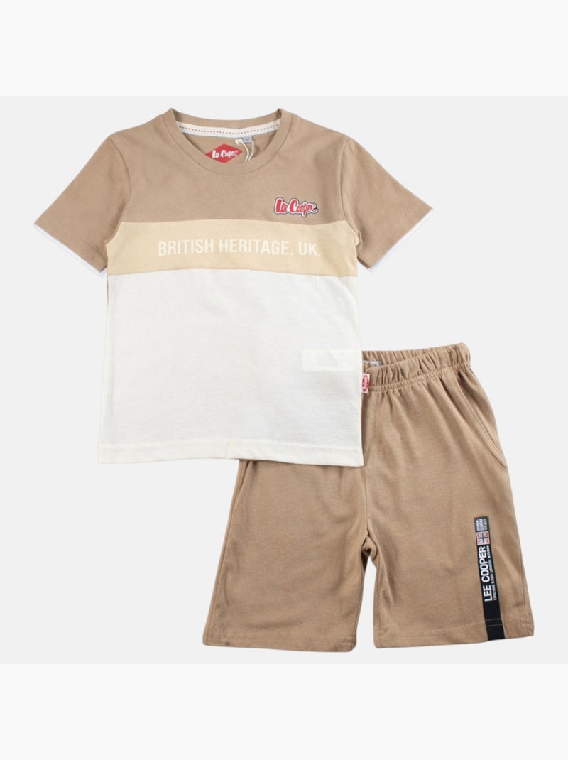 Lee Cooper - Completo bambino con maglietta a maniche corte e pantaloncino Beige - Kiabi