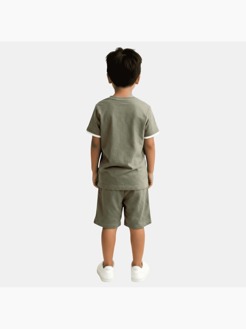 Lee Cooper - Completo bambino con maglietta a maniche corte e pantaloncino Cachi - Kiabi