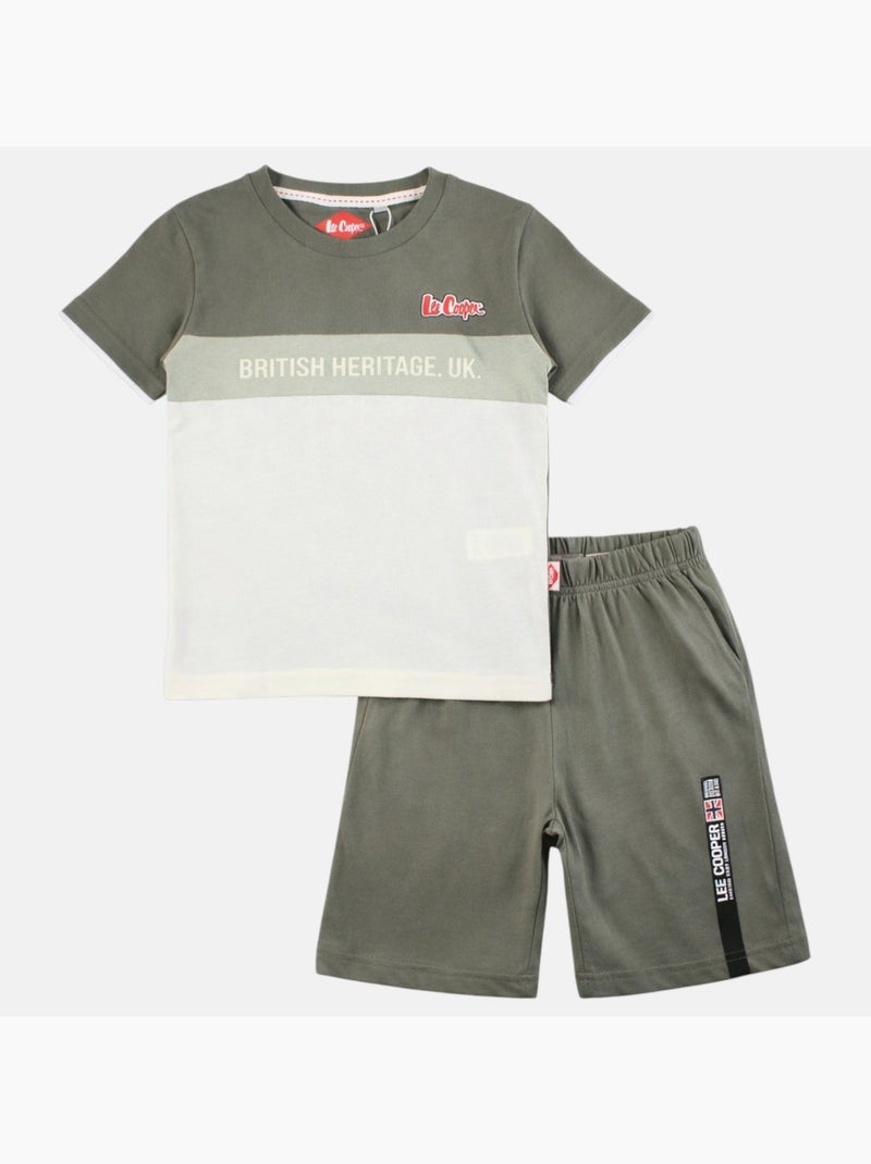 Lee Cooper - Completo bambino con maglietta a maniche corte e pantaloncino Cachi - Kiabi
