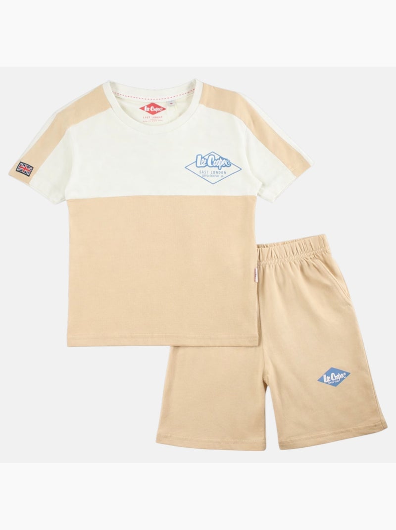 Lee Cooper - Completo bambino con maglietta a maniche corte e pantaloncino coordinato Beige - Kiabi