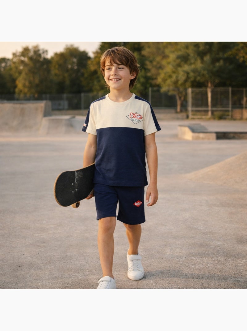 Lee Cooper - Completo bambino con maglietta a maniche corte e pantaloncino coordinato Blu marino - Kiabi