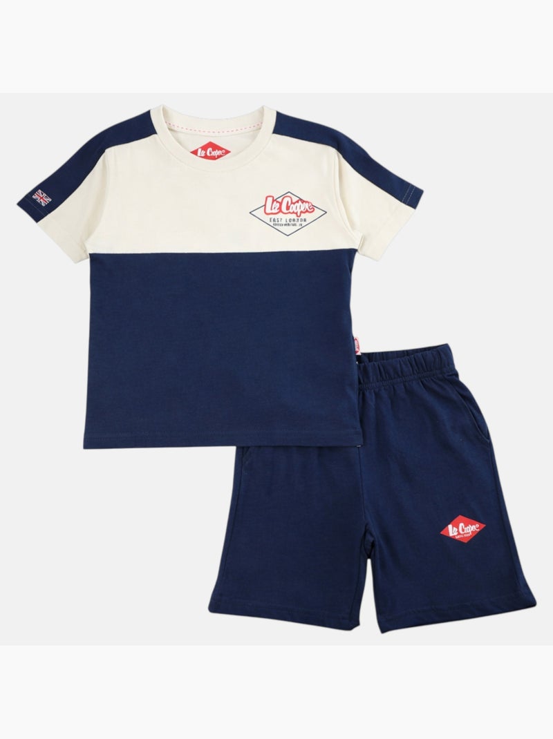 Lee Cooper - Completo bambino con maglietta a maniche corte e pantaloncino coordinato Blu marino - Kiabi