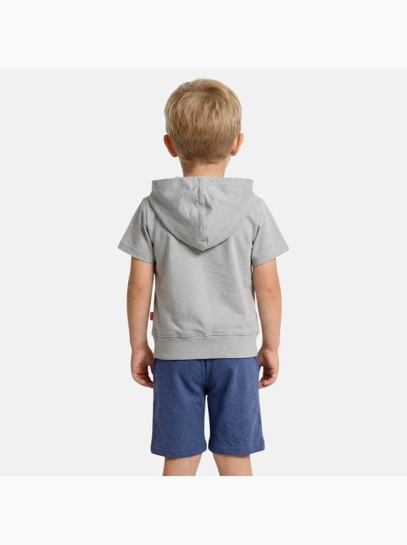 Lee Cooper - Completo bambino felpa con cappuccio a maniche corte e pantaloncini Blu marino - Kiabi