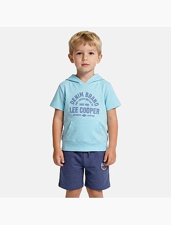 Lee Cooper - Completo bambino felpa con cappuccio a maniche corte e pantaloncini