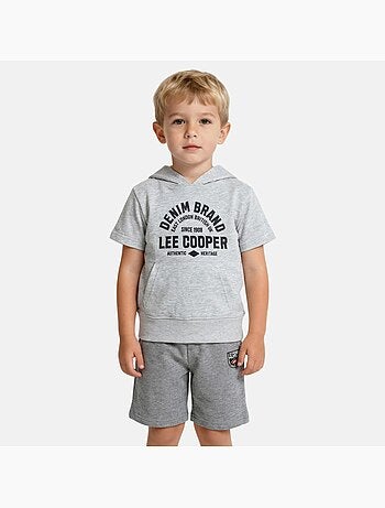 Lee Cooper - Completo bambino felpa con cappuccio a maniche corte e pantaloncini