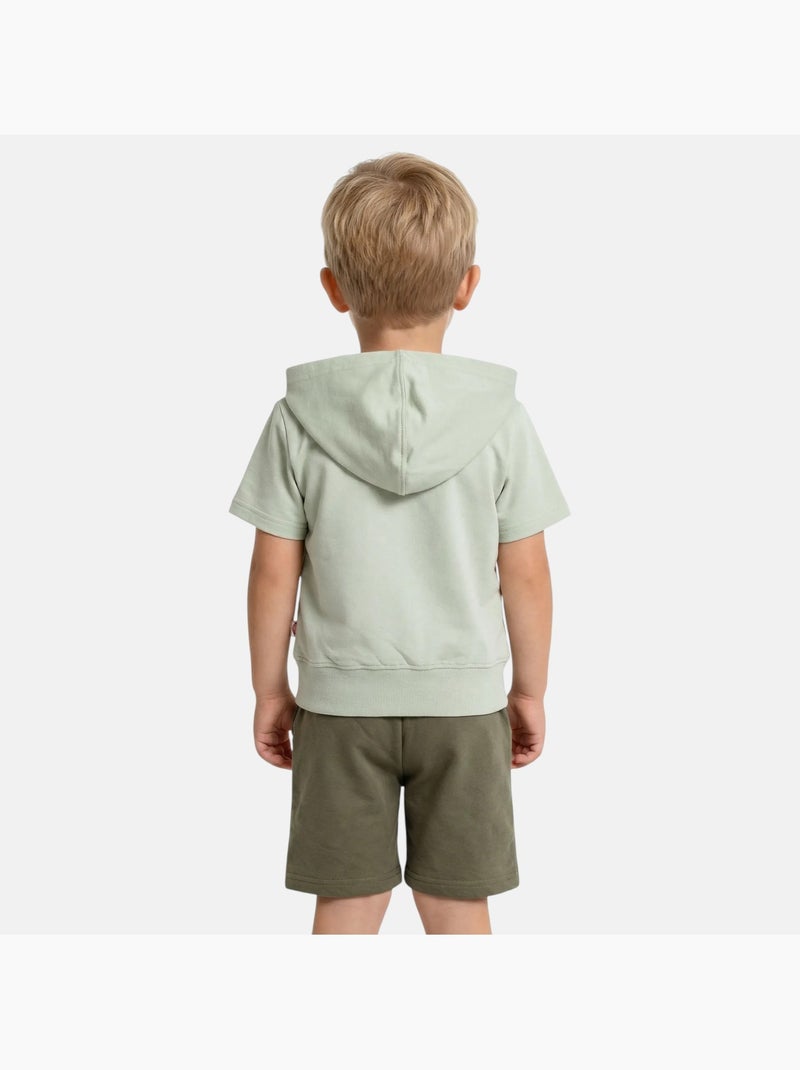 Lee Cooper - Completo bambino felpa con cappuccio a maniche corte e pantaloncini Verde - Kiabi
