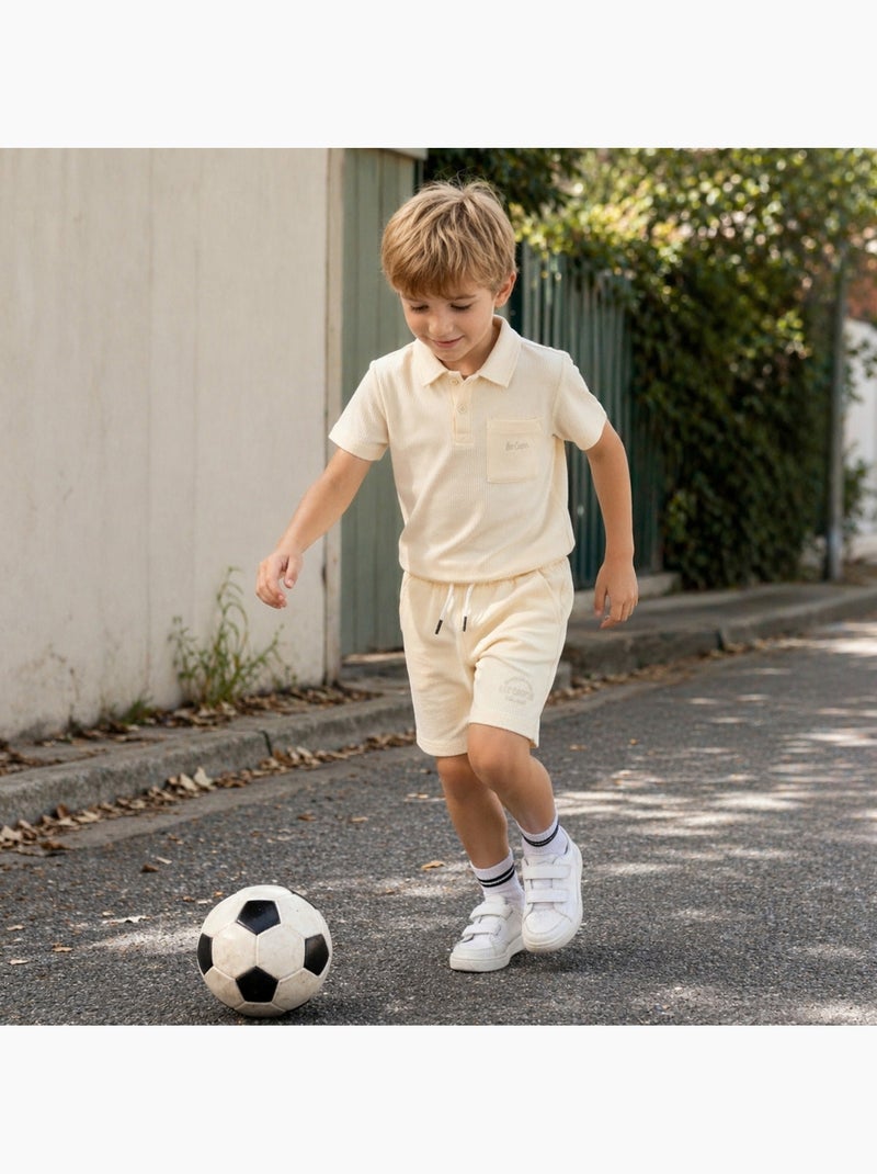 Lee Cooper - Completo bambino LEE COOPER composto da polo a maniche corte e pantaloncini coordinati Beige - Kiabi