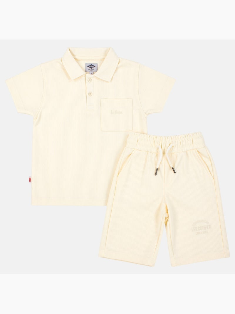 Lee Cooper - Completo bambino LEE COOPER composto da polo a maniche corte e pantaloncini coordinati Beige - Kiabi