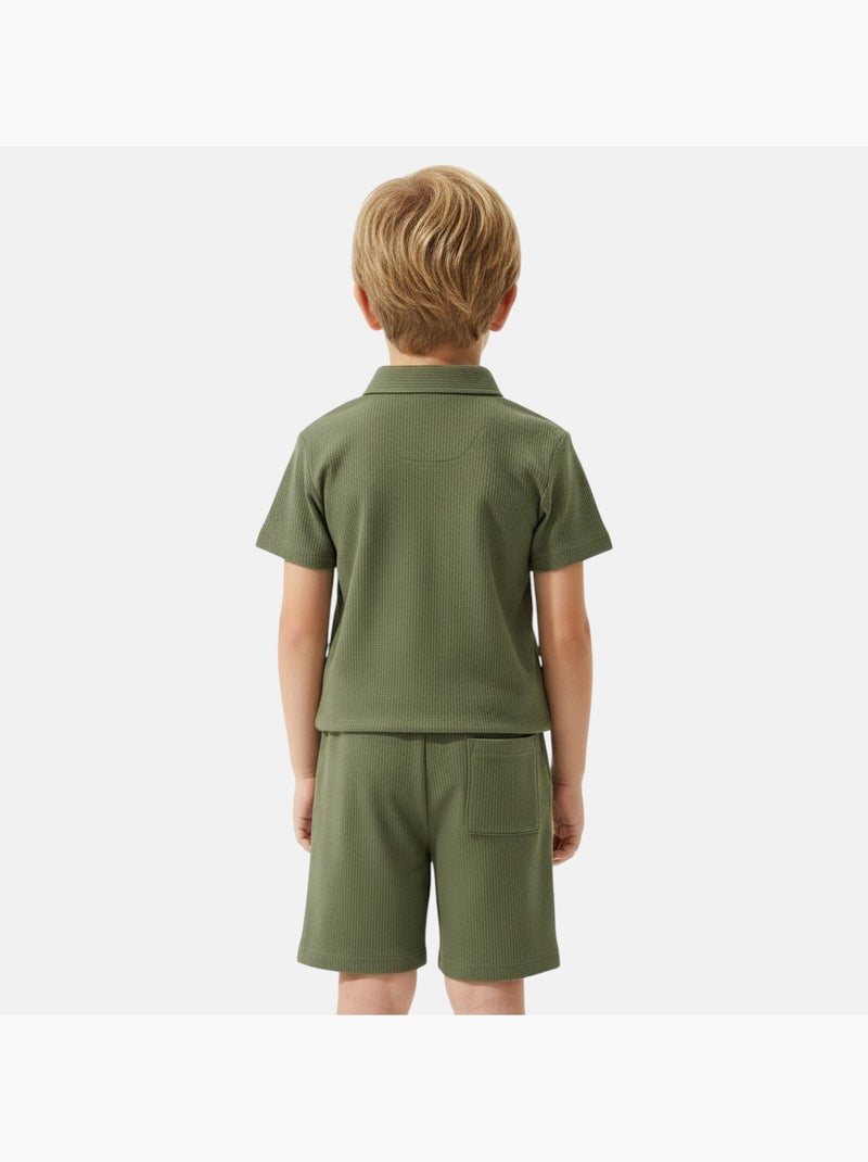 Lee Cooper - Completo bambino LEE COOPER composto da polo a maniche corte e pantaloncini coordinati Cachi - Kiabi