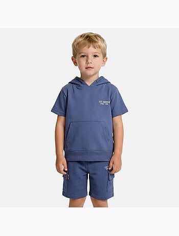 Lee Cooper - Completo bambino maglietta a maniche corte con cappuccio e pantaloncini