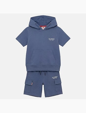 Lee Cooper - Completo bambino maglietta a maniche corte con cappuccio e pantaloncini