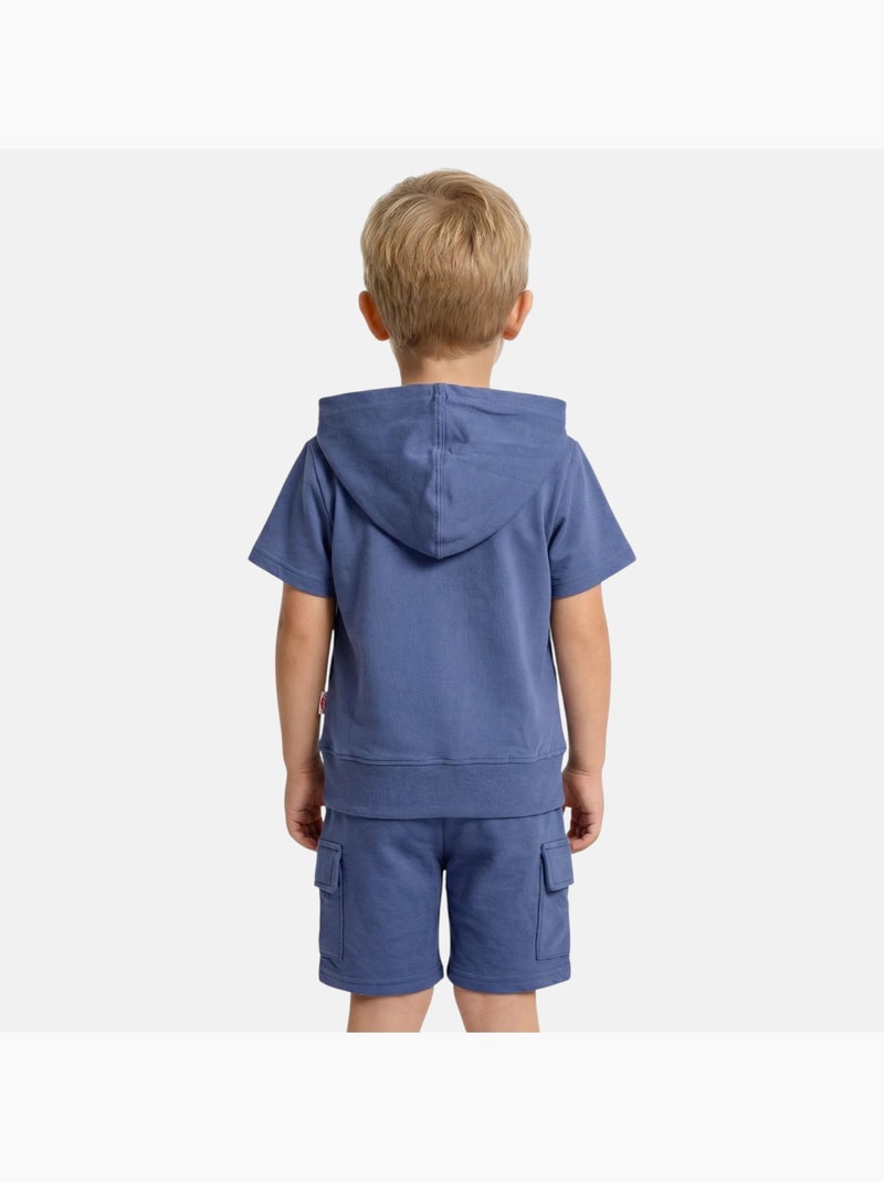 Lee Cooper - Completo bambino maglietta a maniche corte con cappuccio e pantaloncini Blu - Kiabi