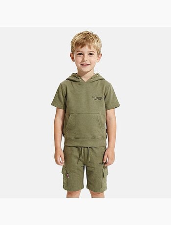 Lee Cooper - Completo bambino maglietta a maniche corte con cappuccio e pantaloncini
