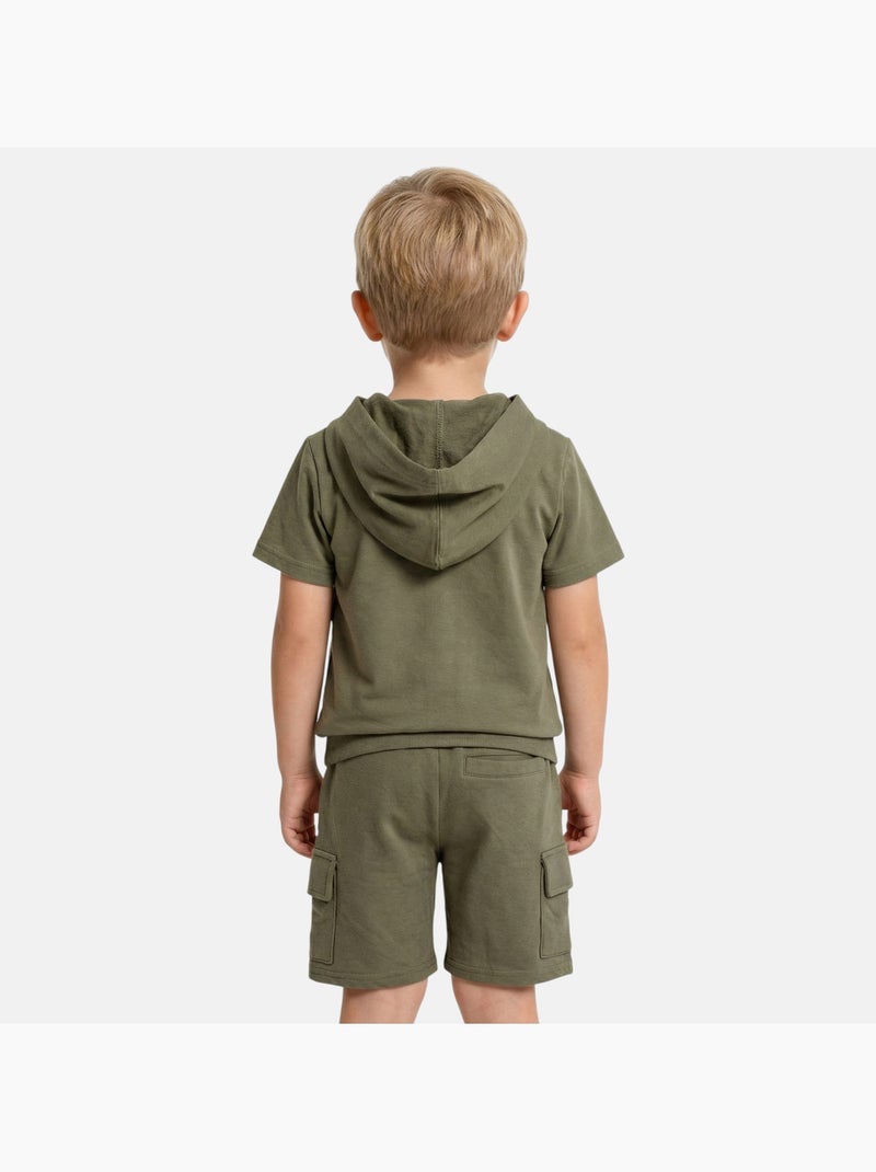 Lee Cooper - Completo bambino maglietta a maniche corte con cappuccio e pantaloncini Cachi - Kiabi