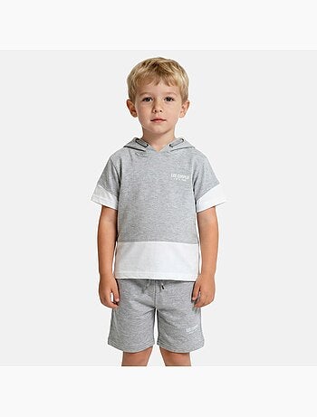 Lee Cooper - Completo bambino maglietta a maniche corte con cappuccio e pantaloncini