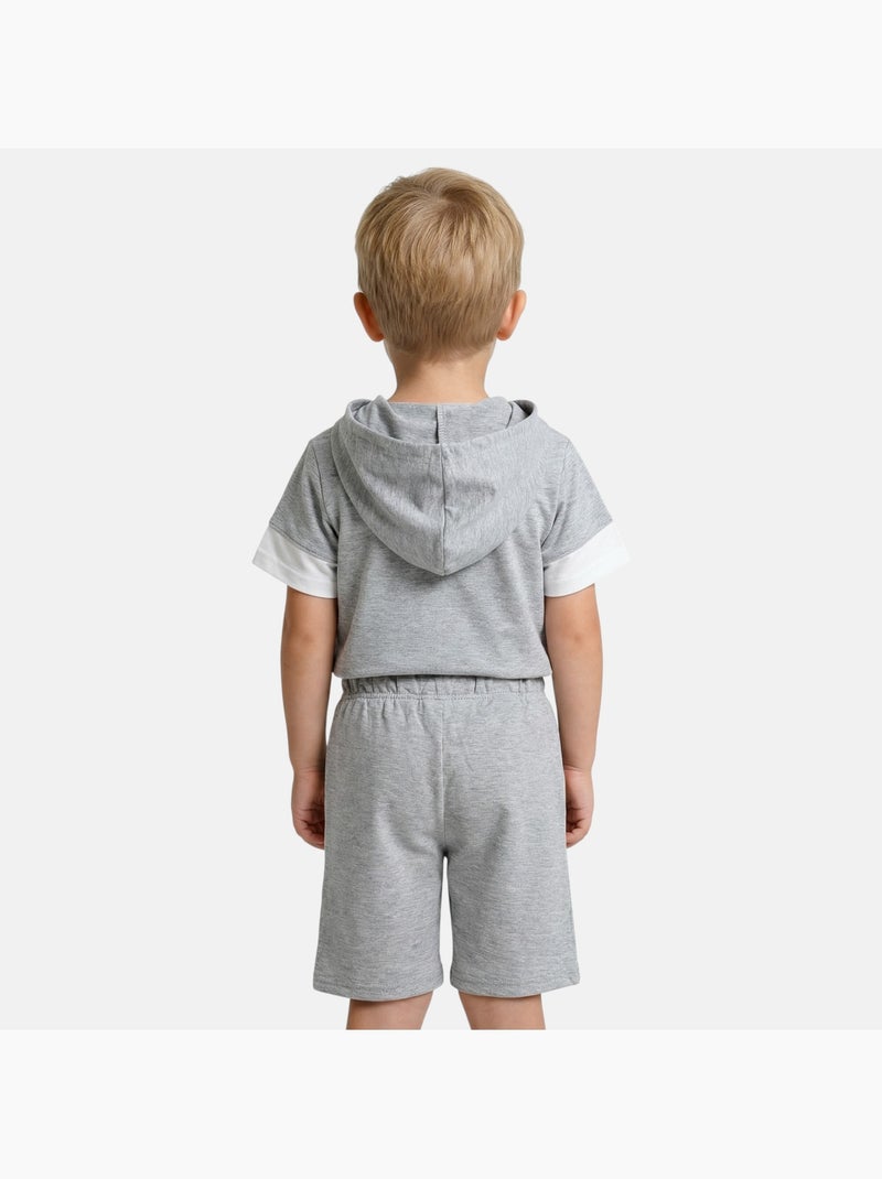 Lee Cooper - Completo bambino maglietta a maniche corte con cappuccio e pantaloncini Grigio - Kiabi
