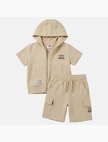 Lee Cooper - Completo bambino maglietta a maniche corte con zip e pantaloncini