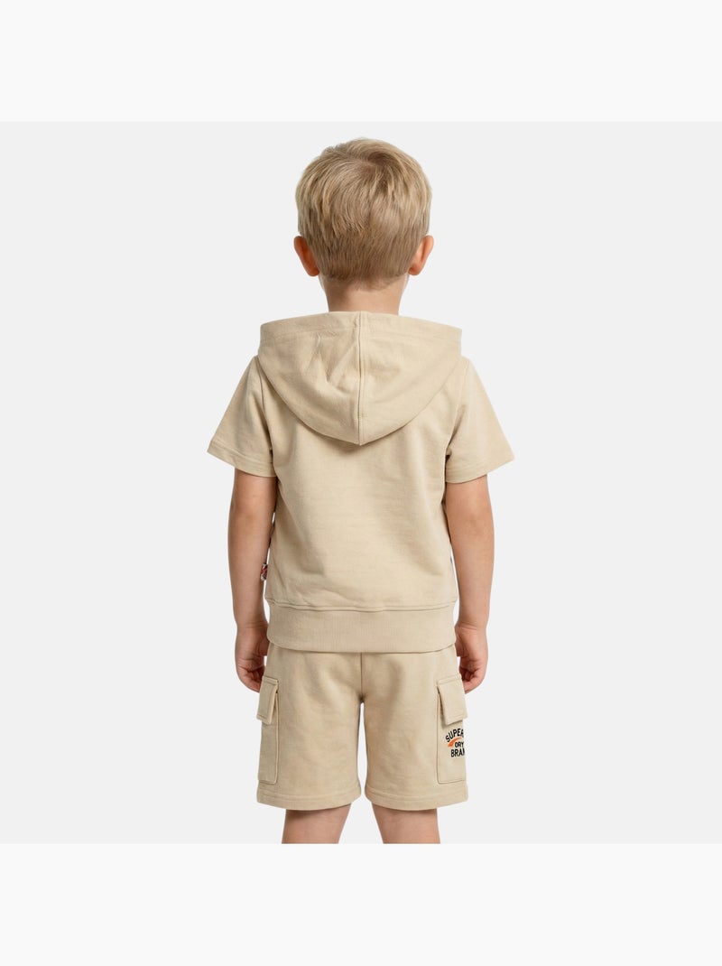 Lee Cooper - Completo bambino maglietta a maniche corte con zip e pantaloncini Beige - Kiabi