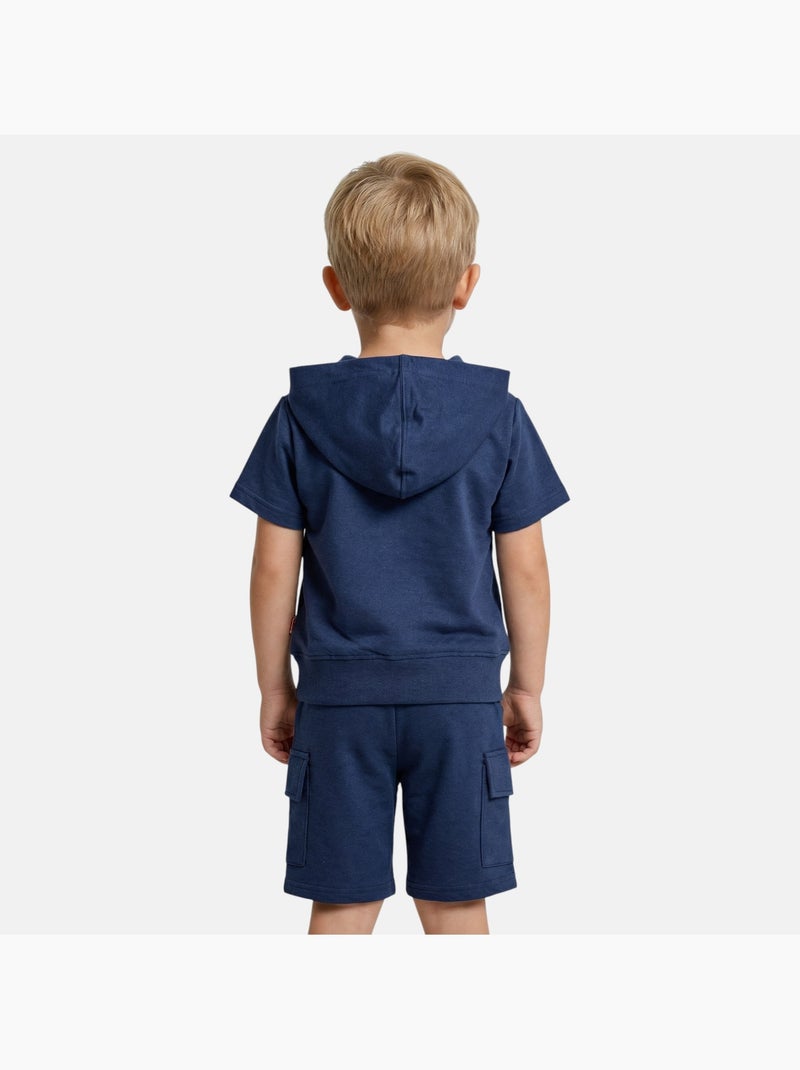 Lee Cooper - Completo bambino maglietta a maniche corte con zip e pantaloncini Blu marino - Kiabi