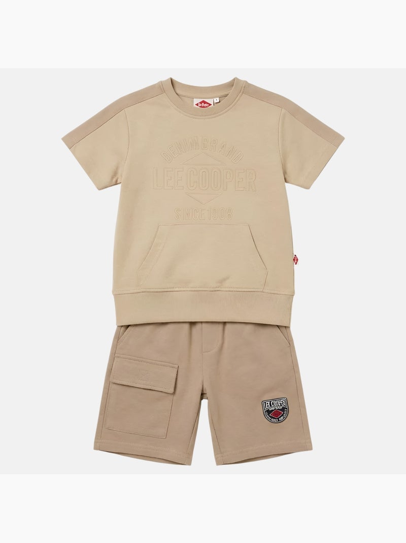 Lee Cooper - Completo bambino maglietta a maniche corte e pantaloncini Beige - Kiabi