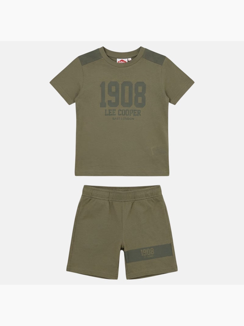 Lee Cooper - Completo bambino maglietta a maniche corte e pantaloncini Cachi - Kiabi