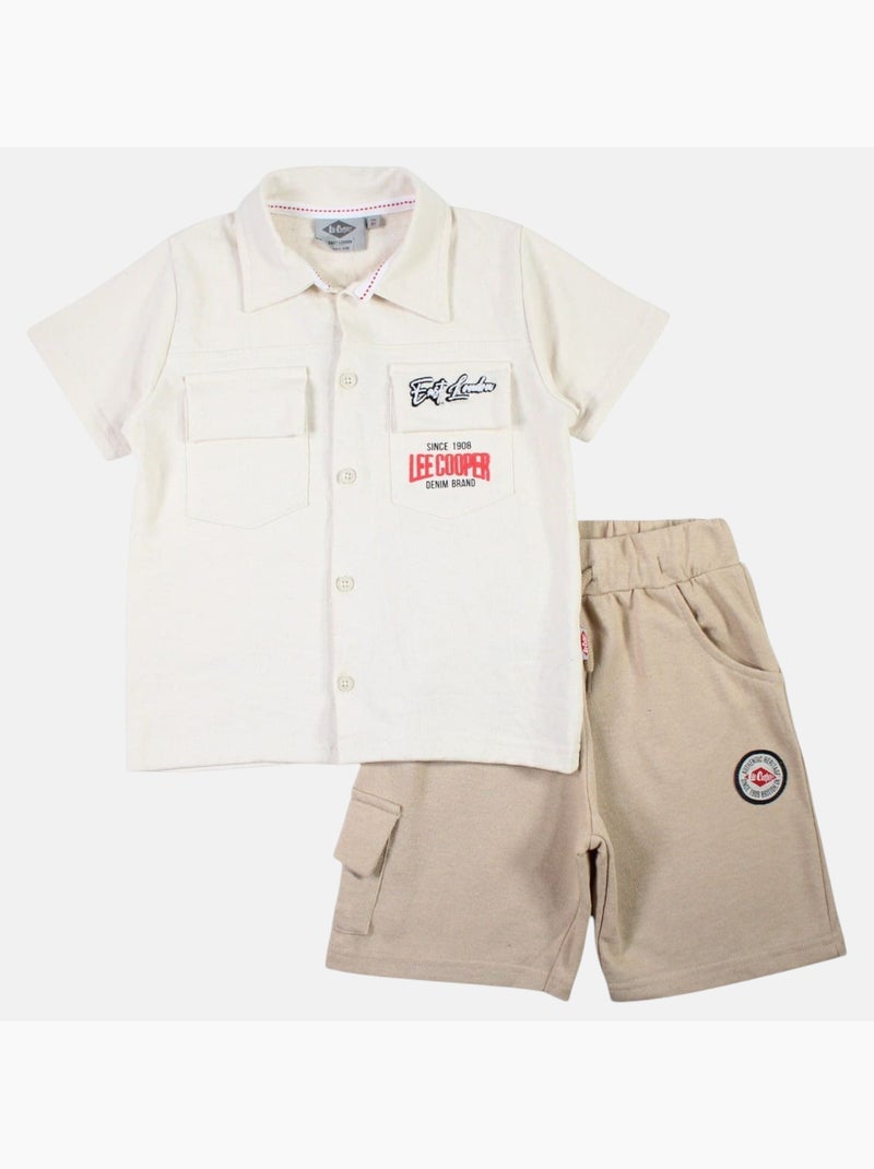 Lee Cooper - Completo camicia e short neonato bambino Beige - Kiabi