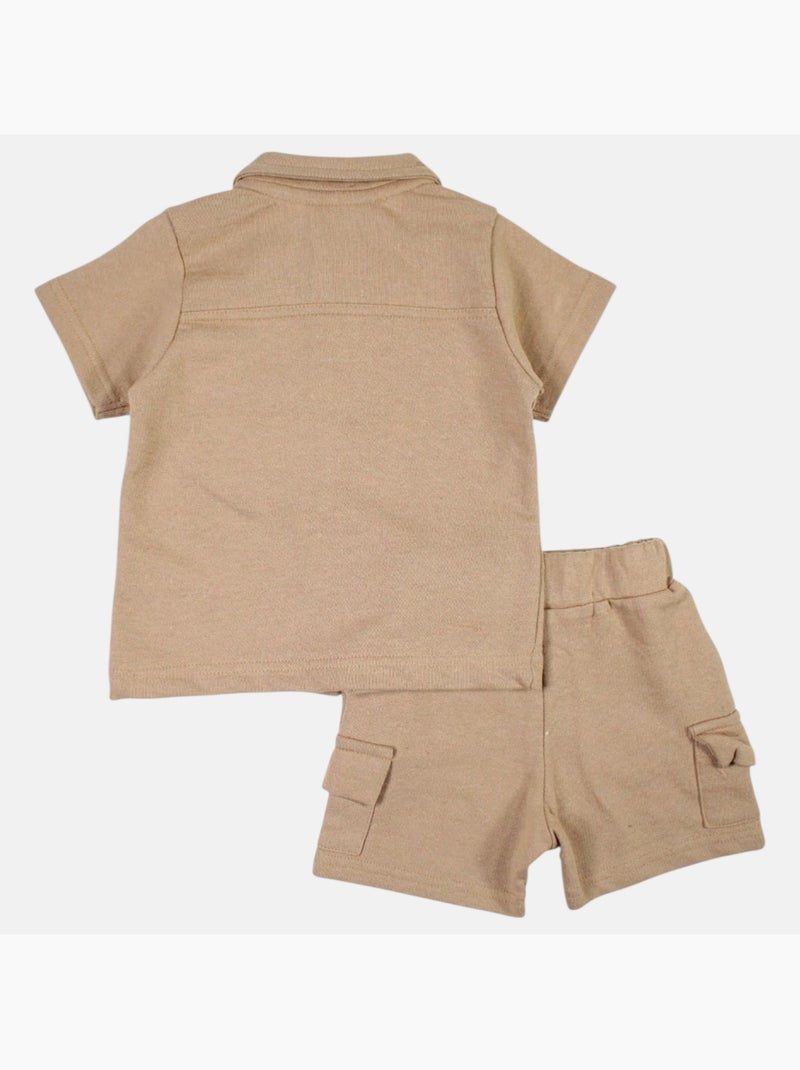 Lee Cooper - Completo camicia e short neonato bambino Beige - Kiabi