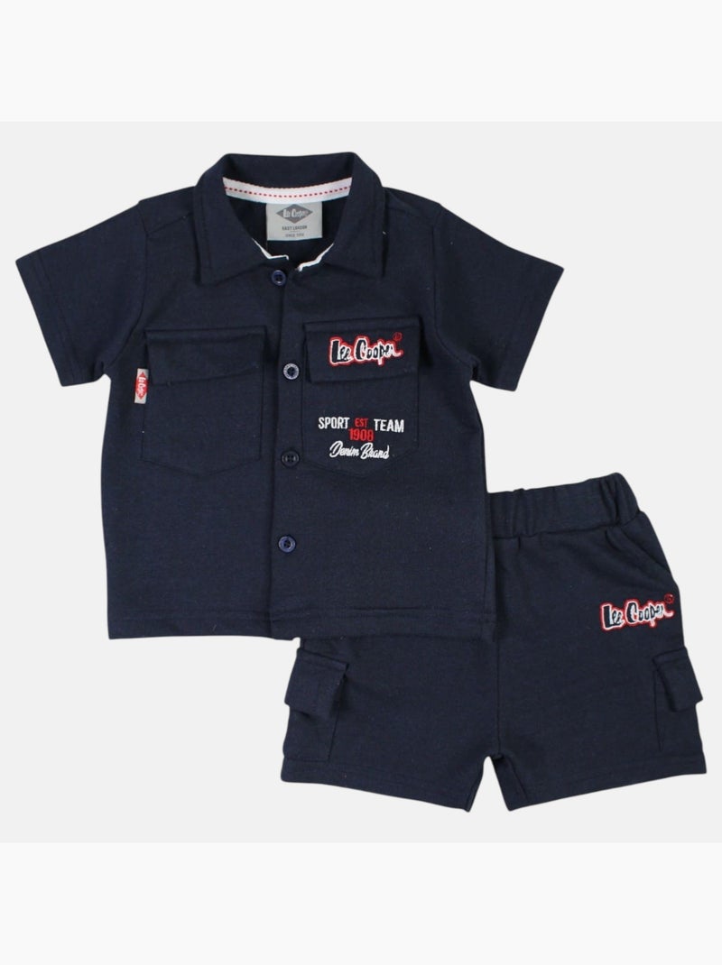 Lee Cooper - Completo camicia e short neonato bambino Blu marino - Kiabi