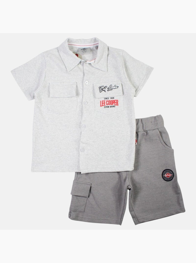 Lee Cooper - Completo camicia e short neonato bambino Grigio - Kiabi
