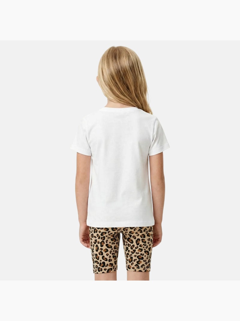 Lee Cooper - Completo da bambina t shirt a maniche corte e shorts con fantasia leopardata Bianco - Kiabi