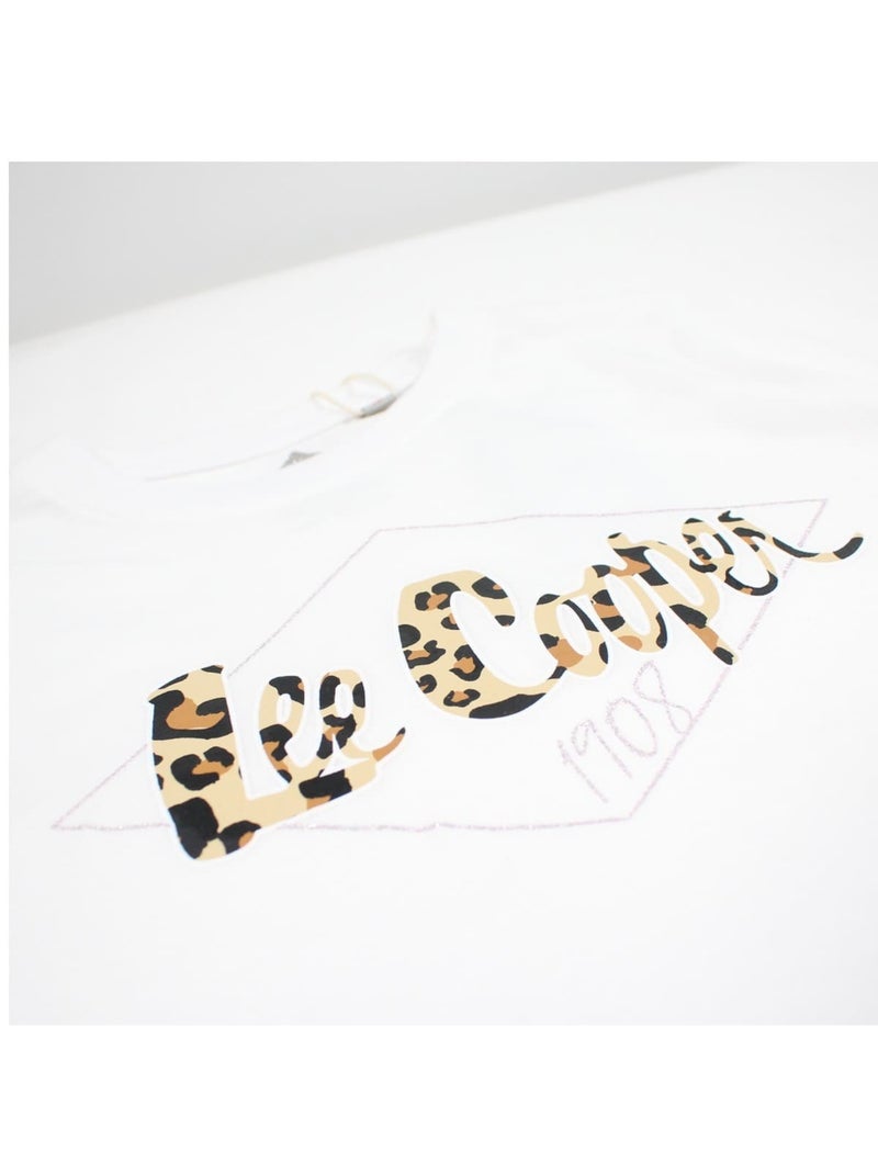 Lee Cooper - Completo da bambina t shirt a maniche corte e shorts con fantasia leopardata Bianco - Kiabi