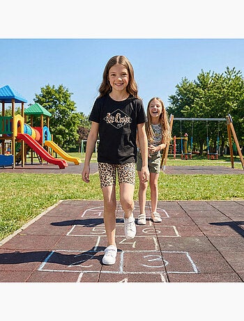 Lee Cooper - Completo da bambina t shirt a maniche corte e shorts con fantasia leopardata