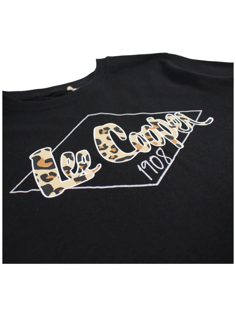 Lee Cooper - Completo da bambina t shirt a maniche corte e shorts con fantasia leopardata Nero - Kiabi