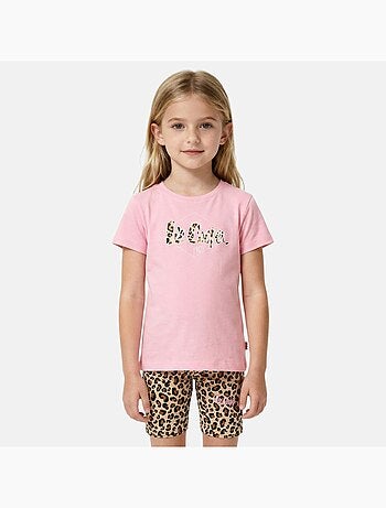 Lee Cooper - Completo da bambina t shirt a maniche corte e shorts con fantasia leopardata