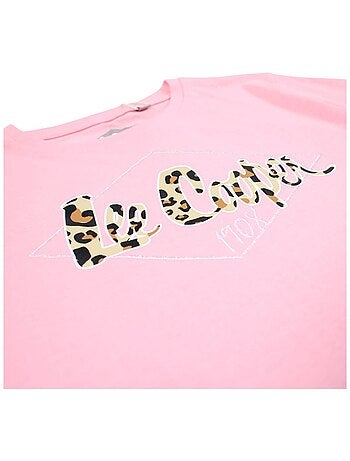 Lee Cooper - Completo da bambina t shirt a maniche corte e shorts con fantasia leopardata