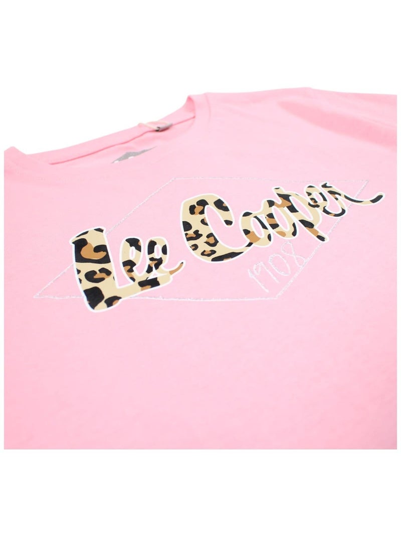 Lee Cooper - Completo da bambina t shirt a maniche corte e shorts con fantasia leopardata Rosa chiaro - Kiabi