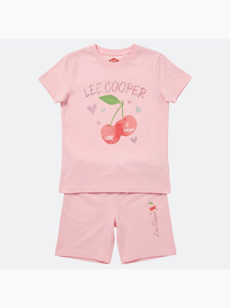 Lee Cooper - Completo da bambina t shirt a maniche corte e shorts Rosa chiaro - Kiabi