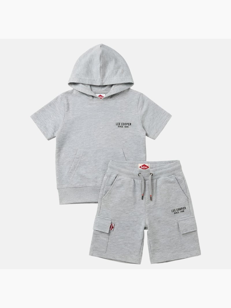Lee Cooper - Completo da bambino felpa con cappuccio a maniche corte e bermuda Grigio - Kiabi