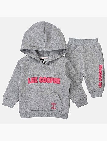 Lee Cooper - Completo felpa con cappuccio e pantalone jogging con piumino neonata