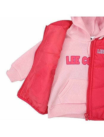 Lee Cooper - Completo felpa con cappuccio e pantalone jogging con piumino neonata