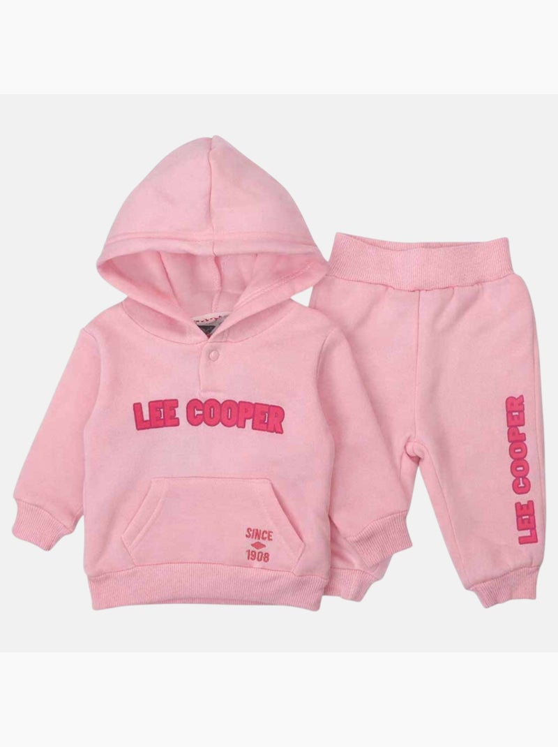 Lee Cooper - Completo felpa con cappuccio e pantalone jogging con piumino neonata Rosa - Kiabi