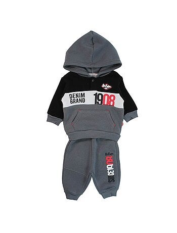Lee Cooper - Completo felpa con cappuccio e pantalone jogging neonato